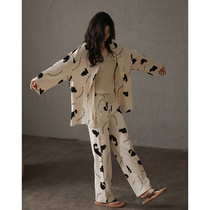 Sleepwear Womens Spring Autumn Season 2021 New Long Sleeves Pure Cotton Cute Loose Home Conserved Autumn Winter All-cotton Two Suits