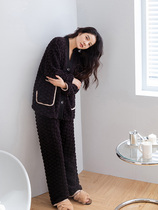 Coral Suede Pajamas Woman Thicken Plus Suede Big Code Black Jane Yoo Winter Warm 2021 New Home Conserved Woman