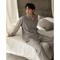 Mens sleepwear spring autumn season pure cotton long sleeves Home Clothing Full Cotton Casual Han Edition Can Be Worn Out of Autumn and Winter Two Suits