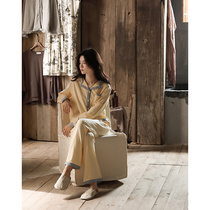 Sleepwear Womens spring and autumn Pure Cotton Long Sleeve Thin family clothes womens autumn and winter days All cotton Leisure can be worn out of two suits