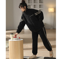 Pajamas Woman Autumn Winter Coral Suede Thickened Garnter 2021 New Flannel Home Conserved Big Code Winter Style Suit