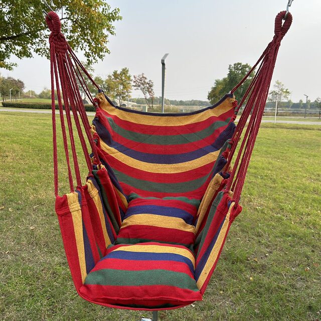 Reclining Patio Hammock under the Eaves, Outdoor Swing Hanging Basket, Foldable Student Dormitory Hanging Chair, Single Person Lazy Leisure Chair