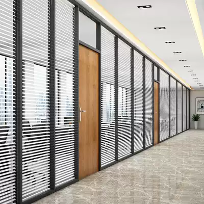 Office glass partition wall tempered glass double glass with Louver high partition partition wall screen sound insulation wall