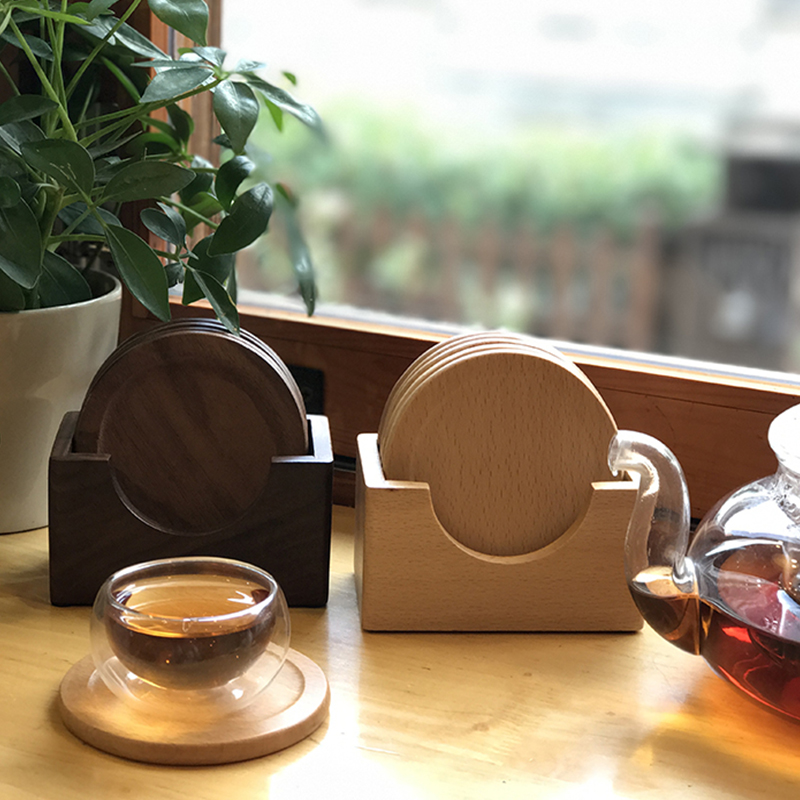 Black walnut solid wood tea cup mat heat insulation mat Coffee Cup Cup Cup holder heat proof mat tea art Road accessories