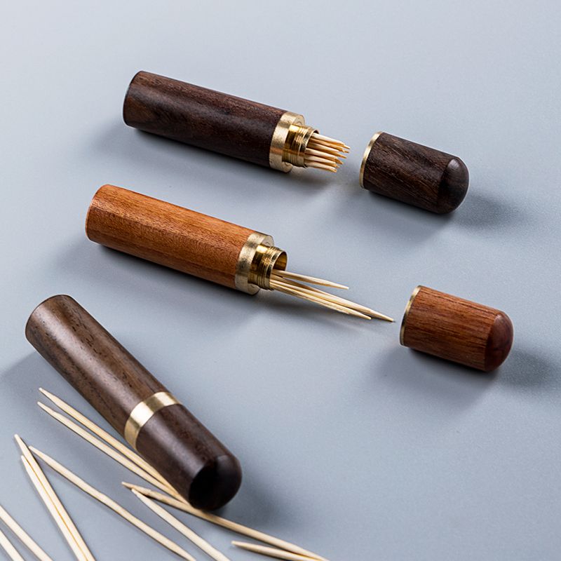 Sandalwood Toothpick Cylinder Travel Portable Toothpick Box Mini Cute Wooden Toothpick Box Minimalist Creative Toothpick Box