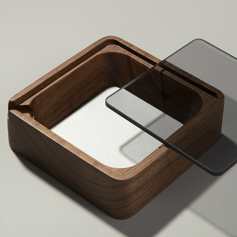 Black Walnut ashtray Anti-fly ash windproof New Chinese Nordic simple modern solid wood ashtray B & B Hotel