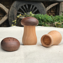 Solid wood mushroom toothpick box creative cute toothpick tube ornaments Wooden living room dining table personalized toothpick storage tank