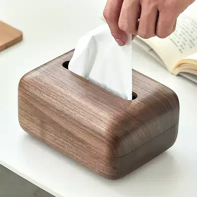 Creative whole wood black walnut tissue box Solid wood living room household bed and breakfast Wooden napkin paper box Wooden toilet paper box