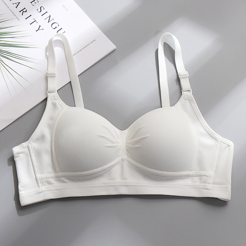 Girls' Underwear for Junior High School Students, High School Students, and College Students, Small Chest Gathering, Anti-Sagging, Summer Thin Style, Wire-Free Bra