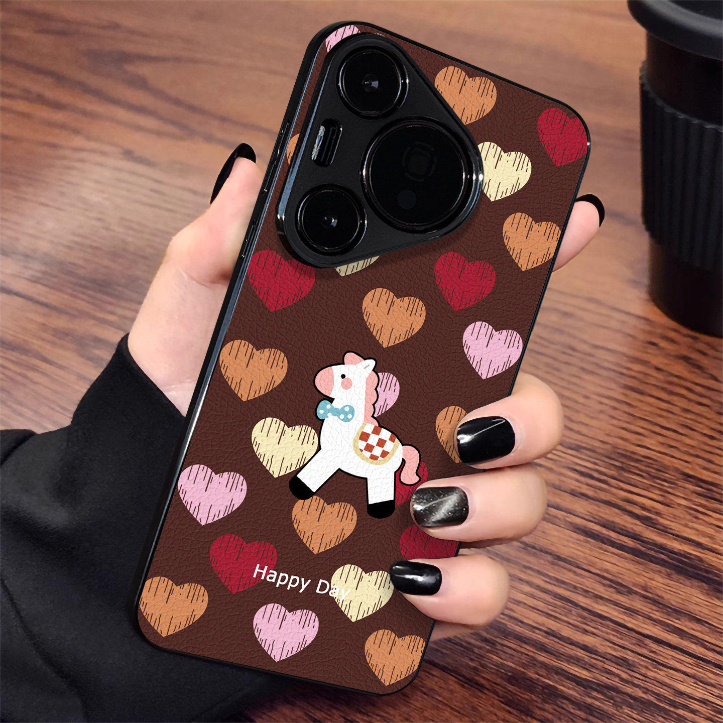 Love-Themed Pony Phone Case Suitable for Huawei Pura 80 Pro, Cartoon Pura 70 Electroplated Leather Texture, Mate 80 Pro Max, Stylish for Women, Nova 15, High-End Feel, Magic 8 Full Coverage, Honor 500 Shockproof