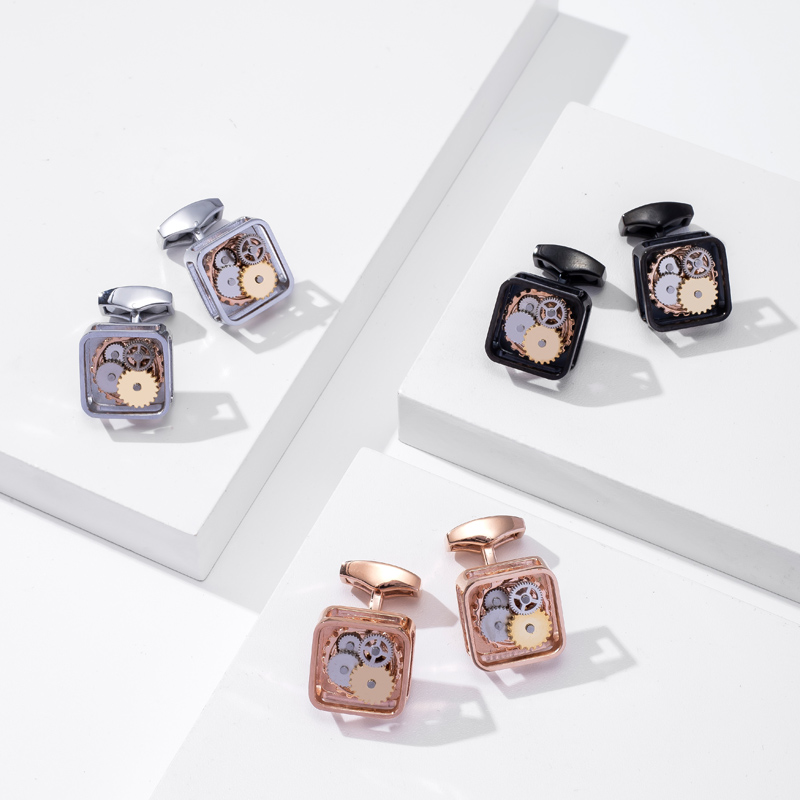 British Tateossian Official RT Square Gear Shirt Cuff for men's husband Cuff Nails Holiday Gifts-Taobao