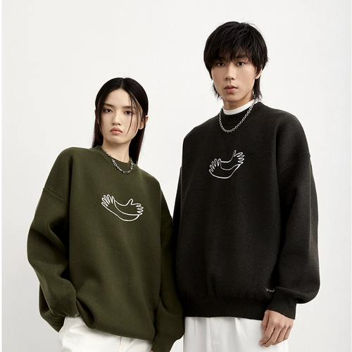 TRUSL Studio Трикотажный свитер для отдыха для влюбленных, круглый воротник, оверсайз, изысканный стиль