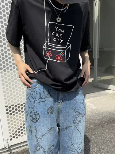 Мужская летняя одежда, футболка для влюбленных, хлопковая универсальная парная одежда, короткий рукав