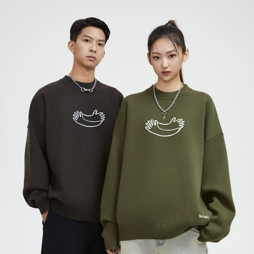 TRUSL Studio Трикотажный свитер для отдыха для влюбленных, круглый воротник, оверсайз, изысканный стиль