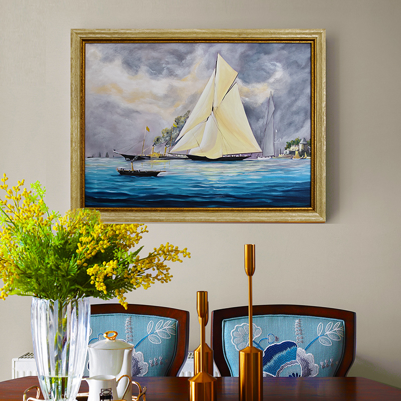 Living Room TV Background Wall Decoration Painting Room Vintage Style Genguan Oil Painting Modern Light Luxury High Sense Hanging Painting