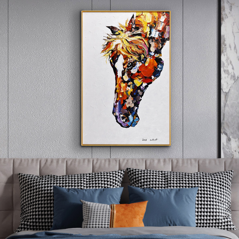 Modern light luxury vertical porch decorative painting living room background wall abstract mural hand-painted oil painting aisle corridor hanging painting