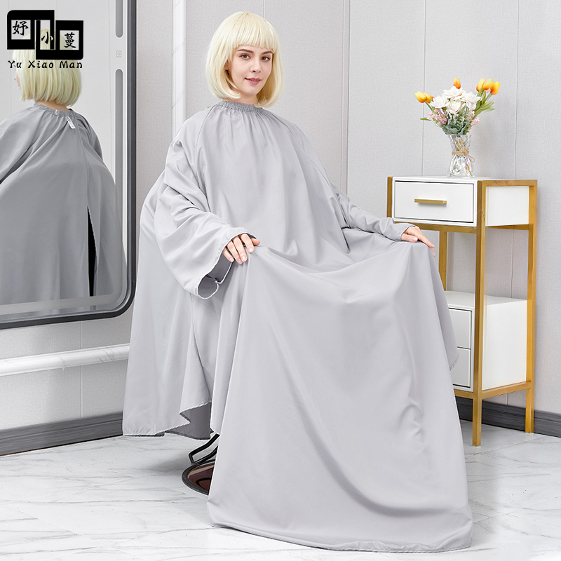 High-end hairdressing shop special net red lengthened sleeves hair cutting apron hair salon professional waterproof anti-static hairdressing apron