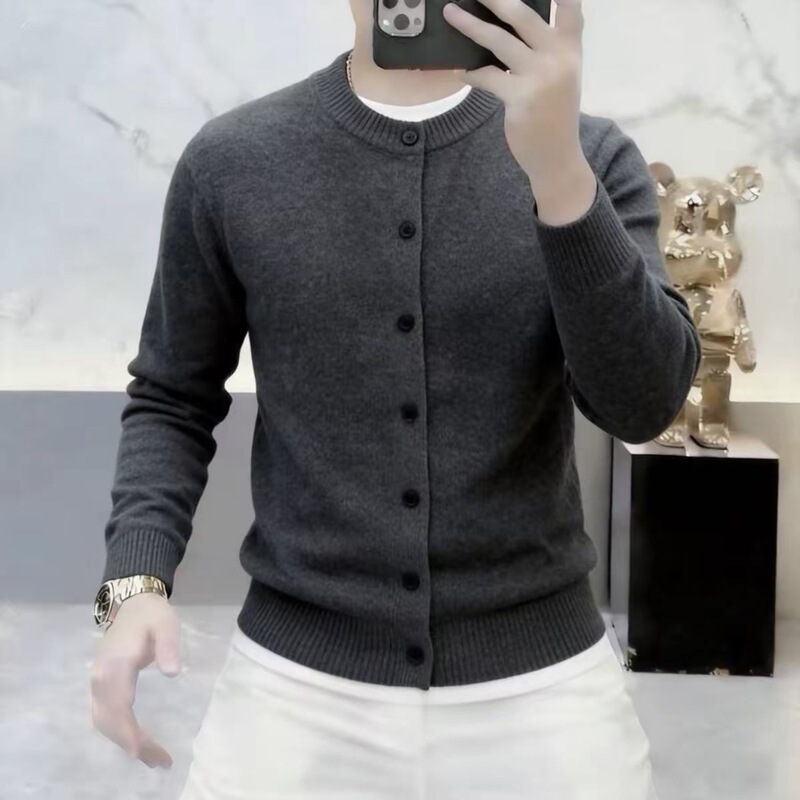 High-End Spring New Style Round Neck Fashionable Knitted Cardigan Jacket Men's Trendy Versatile Sweater Men's Clothing Lo610 High-End Spring New Style Round Neck Fashionable Knitted Cardigan Jacket Men's Trendy Versatile Sweater Men's Clothing Lo610