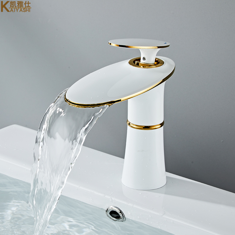 Kaiyashi Waterfall Washbasin Faucet Hot and Cold Handwashing Bathroom Vanity Basin Faucet All-Copper Personalized Round Kaiyashi Waterfall Washbasin Faucet Hot and Cold Handwashing Bathroom Vanity Basin Faucet All-Copper Personalized Round