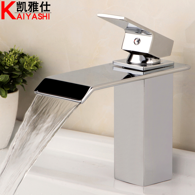 Waterfall basin faucet heightened table basin full copper bathroom toilet wash face wash basin hot and cold