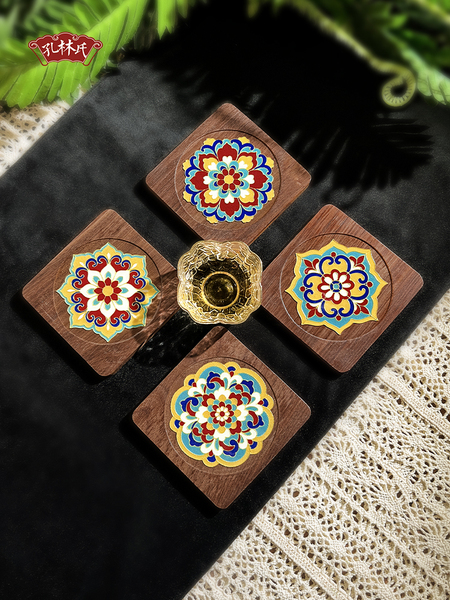 Electronic Filigree Walnut Wood Coaster DIY Enamel Material Kit, Filigree Enamel Intangible Cultural Heritage Handmade Team Building Activity Recommendation