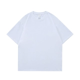 Дышащая хлопковая белая футболка подходит для мужчин и женщин для отдыха, 400 грамм, оверсайз