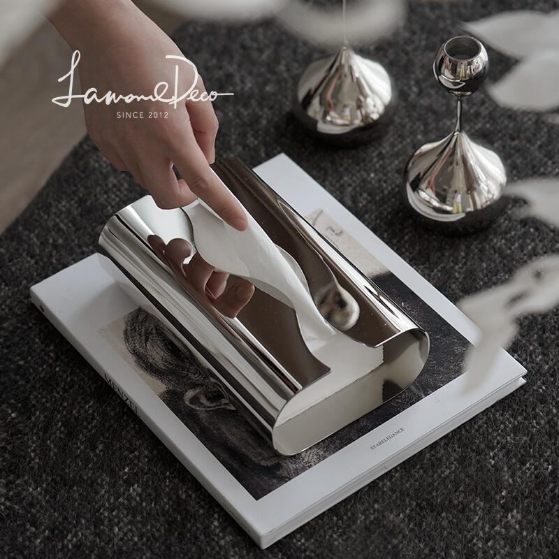 LamomeDeco Light Lavish Stainless Steel Tissue Box Living-room Tea Table Cramps Cardboard Box Wash hand towel containing box Polished Cardboard-Taobao