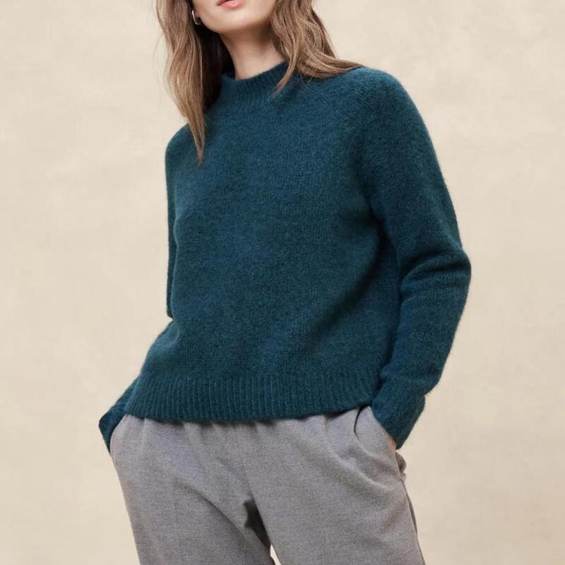 Banana Republic Winter Style Half-Turtleneck Plush Wool Loose Sweater for Women in Stock