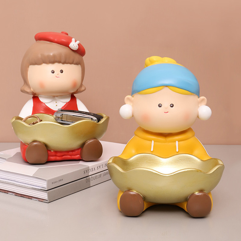 Pearl earrings maiden ornament key storage tray ornament shelf shoe cabinet living room entrance home decorations