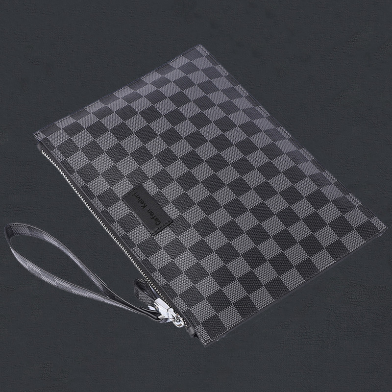 Men's handbag Briefcase Twill briefcase handbag Handbag Men's 2022 new envelope Men's handbag Genuine Leather Plaid