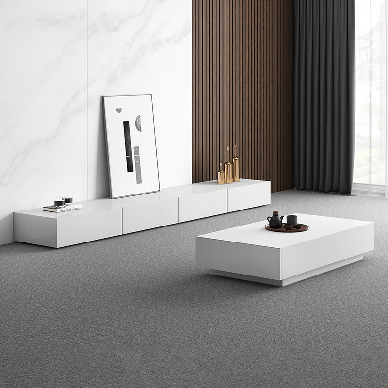 Betta with the same modern minimalist white solid wood TV cabinet coffee table combination Nordic small apartment living room minimalist cabinet