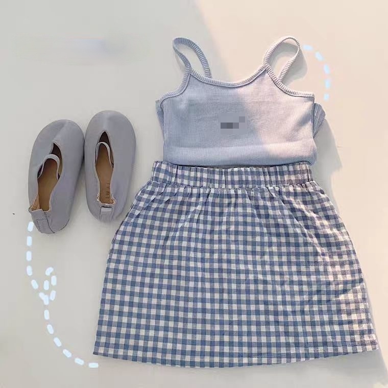 Girls' summer clothes, baby girls' summer suits, children's clothes, princesses, Korean version, suspenders, skirts, Western style, sports two-piece suits