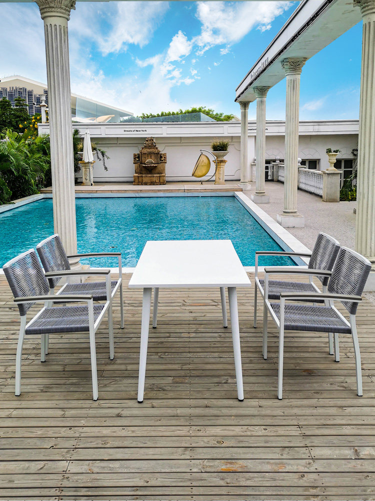 Outdoor tables and chairs courtyard garden villa balcony rectangular table aluminum casual simple modern table and chairs Nordic outdoor chairs