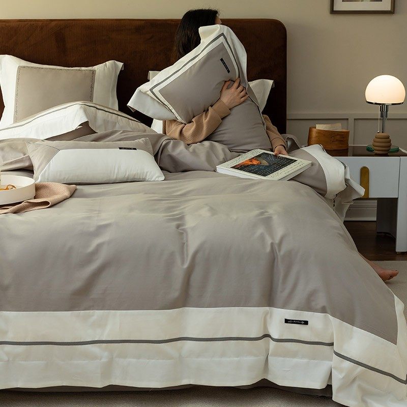 Mengjie Home Textiles GENUS light luxury European style 100s long-staple cotton sanding four-piece set autumn and winter thickened pure cotton satin