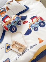 Mengjie Home Textile Cutton Excavator Boy Water Wash Cotton Four Sets of Pure Cotton Children Three-piece Sets