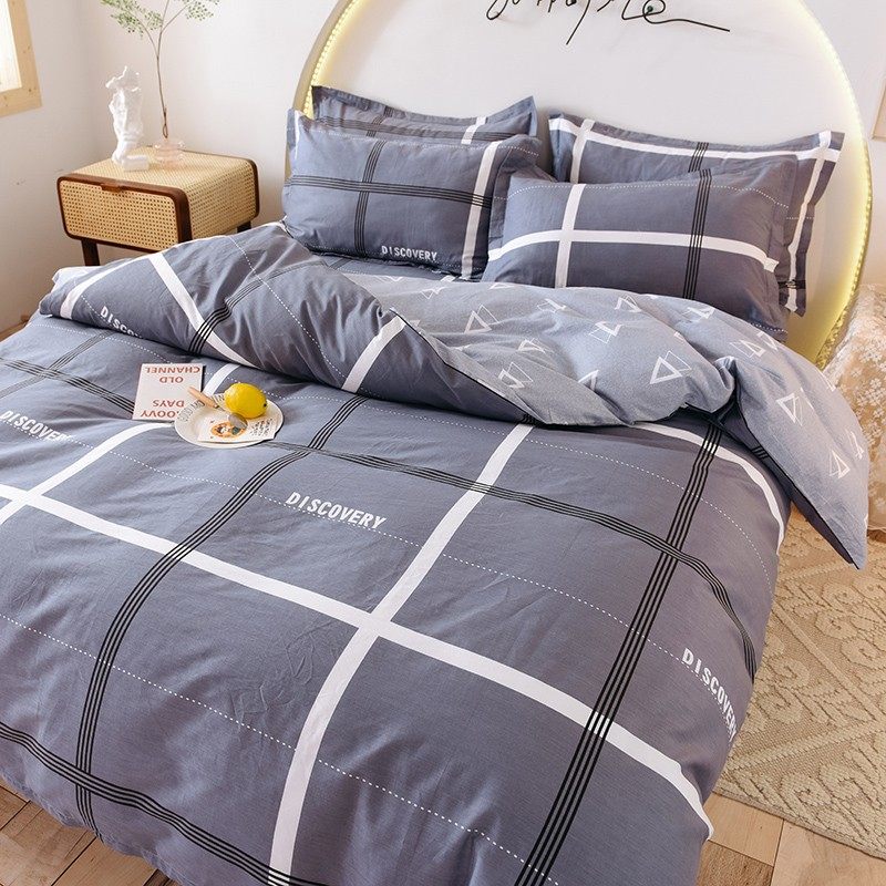 Mengjie Home Textiles Pure Cotton Cotton Bedding Four-piece Set 1 5m 1 8m Bed Fitted Bed Skirt Sheet Double