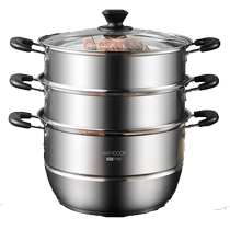 Steamer household steamed buns steamed bun pot 304 stainless steel flagship store induction cooker suitable for gas stove special 482