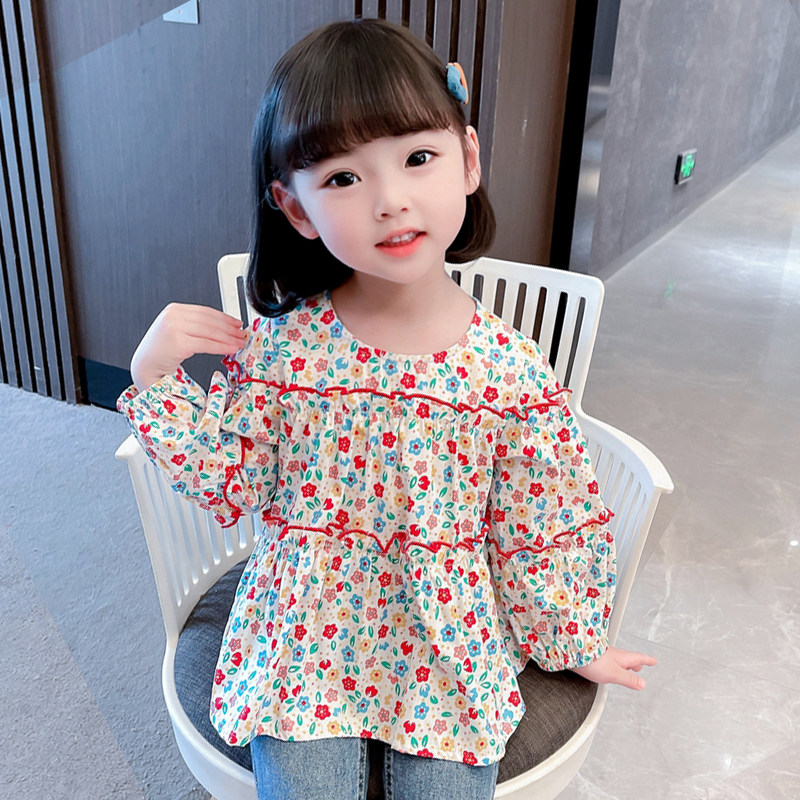 Girl Shatters Shirt Spring Pure Cotton 2022 New Spring Clothing Children Doll Shirts Women's Baby Foreign Spring Autumn Dresses