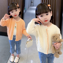 Girl Sweater Spring Autumn Children Baby Flowers Side Knit Cardiovert Dress Foreign Air Chic Clothing Blouses Child Jacket Autumn