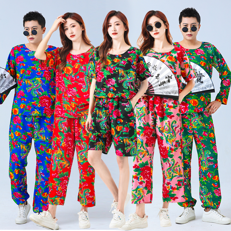 Northeastern Large Floral Print Clothing for Men and Women, Morning Robes, Party Outfits, Internet Celebrity Bridesmaids, Best Friends, Sports, Annual Meeting, Performance, Funny Suits