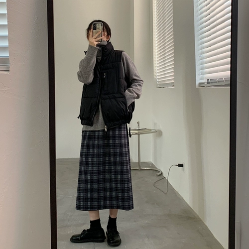 Шерстяная демисезонная длинная юбка, коллекция 2021, в западном стиле, по фигуре, подходит для полных девушек, средней длины