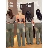 Джинсы, штаны, размер, высокая талия, свободный прямой крой, для формы тела «груша»