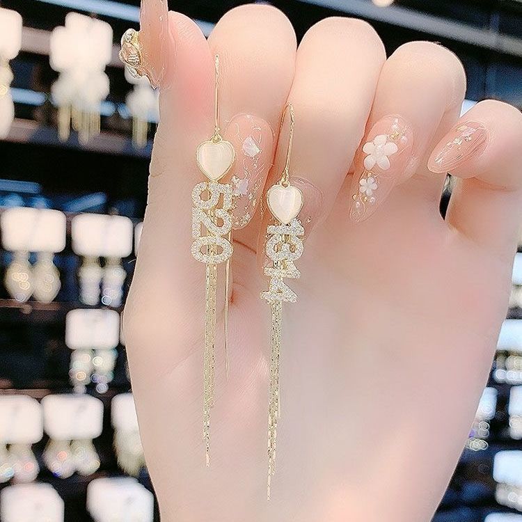 1314520 Loving Ear Necklace 925 Silver Fashion Atmospheric Earrings 2021 New Tide Air Quality Net Red Bursting Earrings