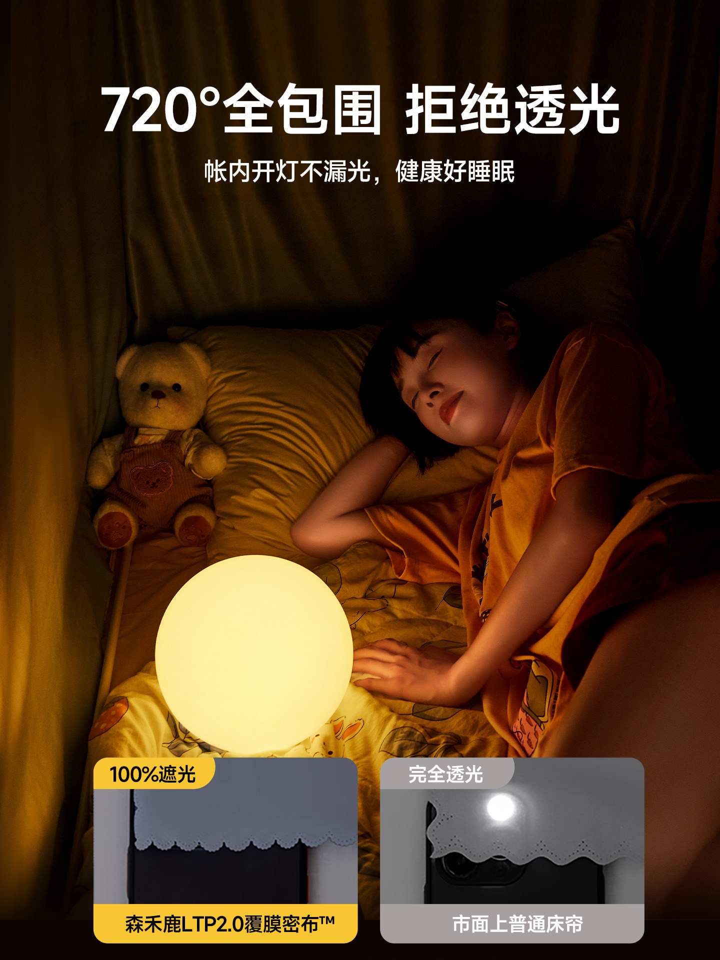 Mosquito Net for Student Dormitory, Blackout Bed Curtain, New Single Bunk Bed, Full Coverage for Lower Bunk, All-In-One, No Installation Bracket Required