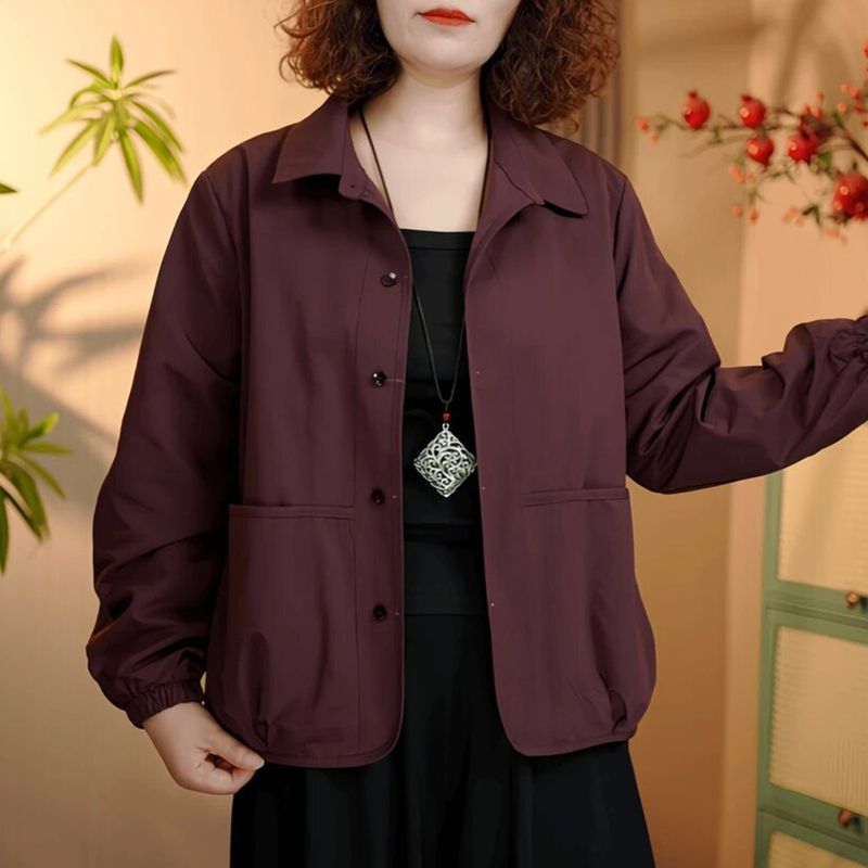 Autumn New Style Solid Color Lapel Jacket for Women, Casual and Stylish, Age-Reducing Cardigan, Long-Sleeved Button-Up Top Autumn New Style Solid Color Lapel Jacket for Women, Casual and Stylish, Age-Reducing Cardigan, Long-Sleeved Button-Up Top