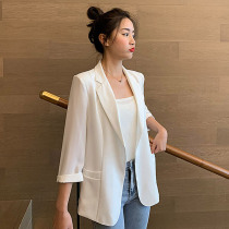 2021 new summer small blazer womens white casual thin blouse sunscreen chiffon suit three-point sleeves