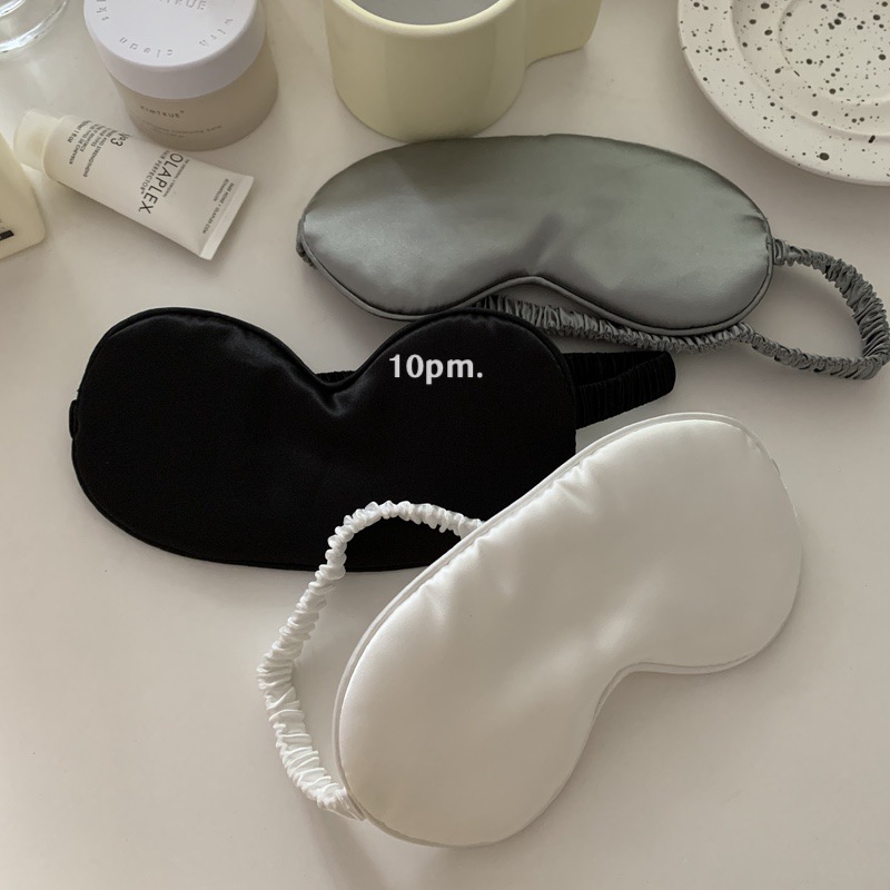 Lullaby~Black, White and Gray Blackout Sleeping Eye Mask Imitation Silk Silk Breathable, Soothing, Non-pressurizing, Adjustable