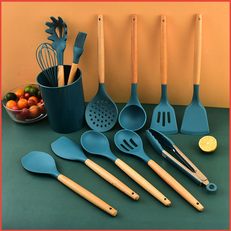 Food grade Silicone Spade Pan Shovel not stained with special high temperature resistant fried vegetable shovels soup spoon Home kitchenware Set of Nordic