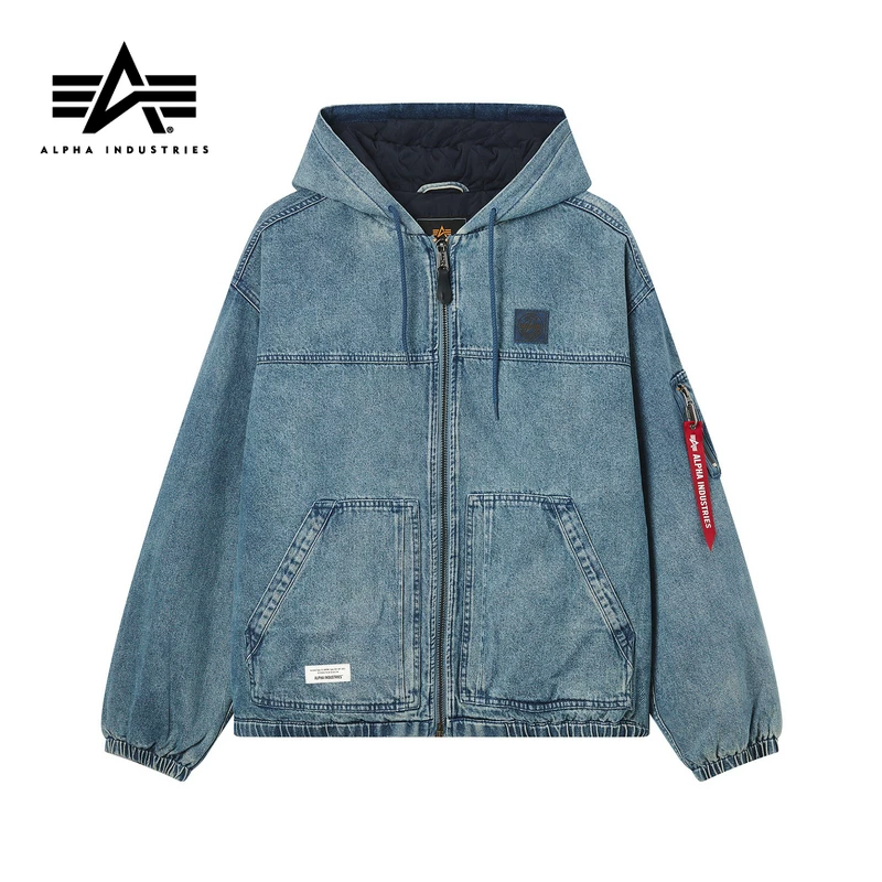 Alpha Industries new American style contrasting ribbon denim jacket for men and women 000062P