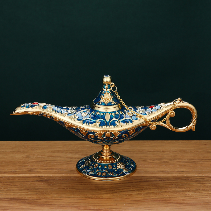 Aladdin's Magic Lamp, Home-Use Retro Southeast Asian Handicraft, Light Luxury Creative Study Room Wishing Lamp, Russian Ornament